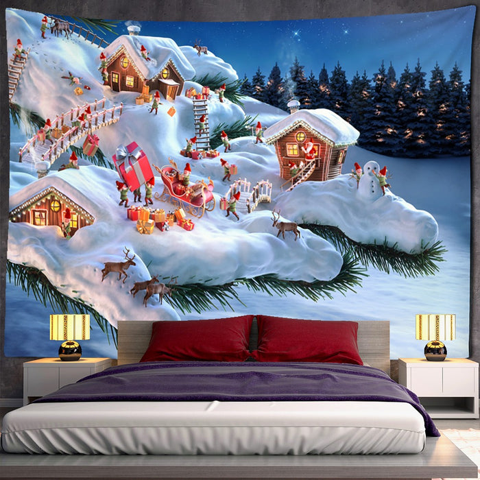 Christmas Snow Tapestry Wall Hanging Tapis Cloth
