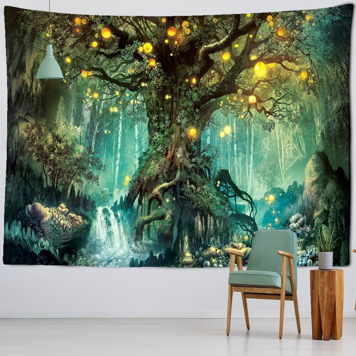 Lantern Tree Of Life Tapestry Wall Hanging Tapis Cloth