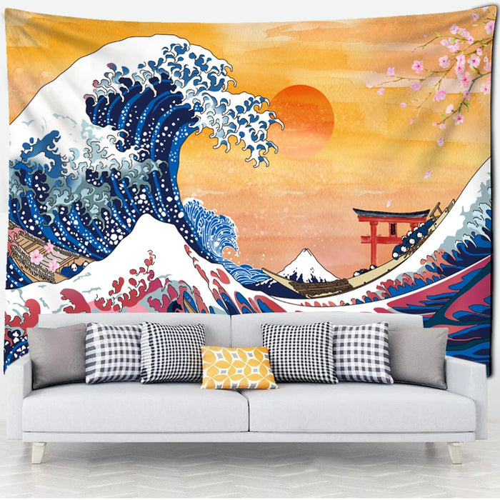 Waves Oil Painting Tapestry Wall Hanging Tapis Cloth