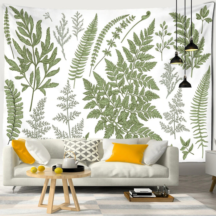 Green Leafy Plant Tapestry Wall Hanging Tapis Cloth