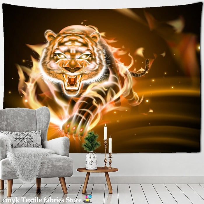 Psychedelic Tiger Print Tapestry Wall Hanging Tapis Cloth