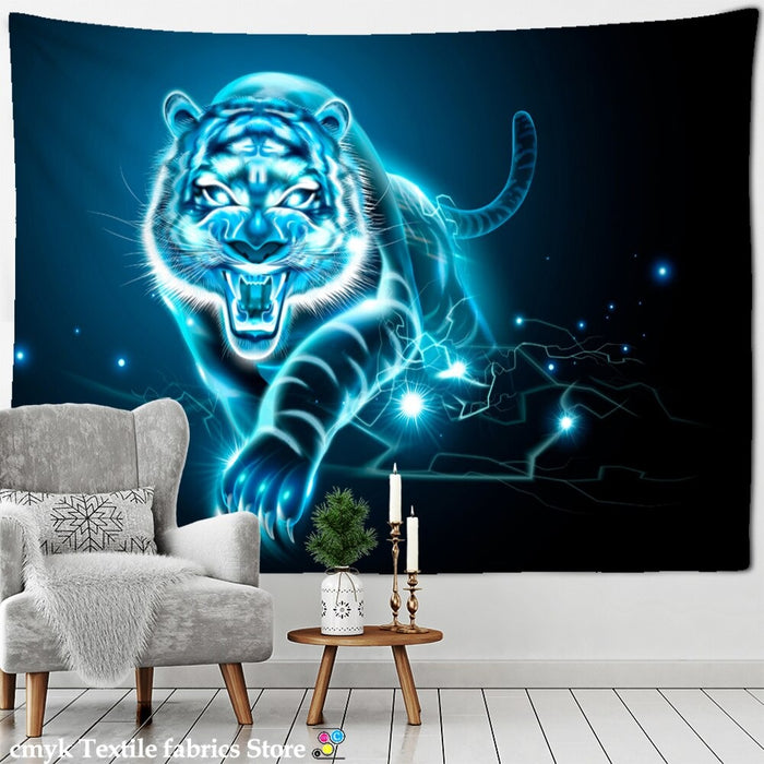 Psychedelic Tiger Print Tapestry Wall Hanging Tapis Cloth