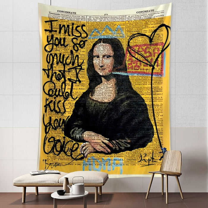 Mona Lisa Graffiti Tapestry Wall Hanging Tapis Cloth