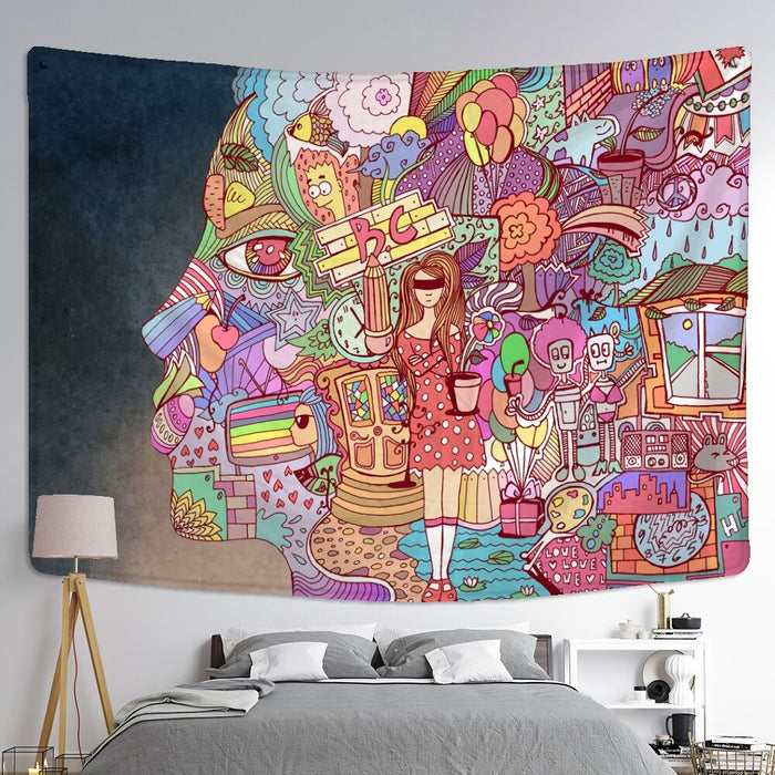Psychedelic Print Tapestry Wall Hanging Tapis Cloth