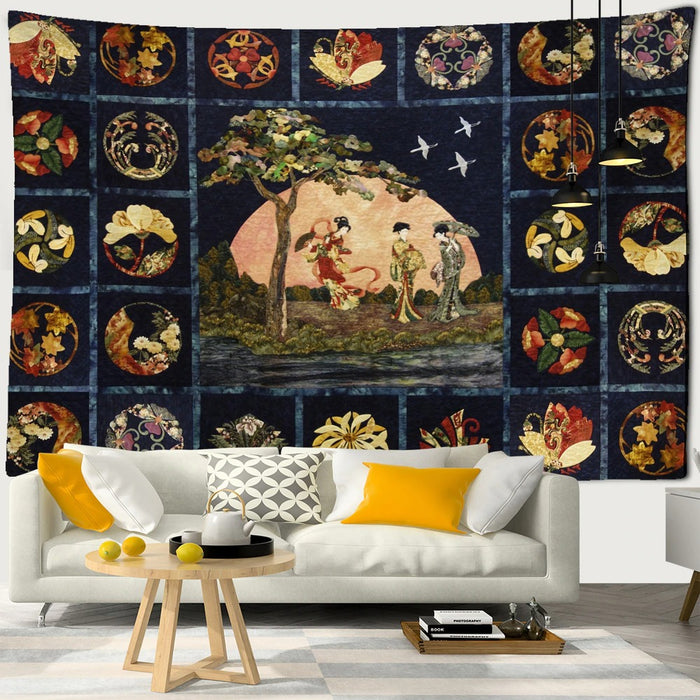 Abstract Plants Print Tapestry Wall Hanging Tapis Cloth