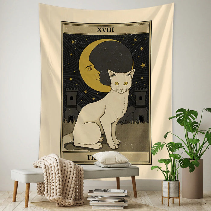 Cat Tarot Card Tapestry Wall Hanging Tapis Cloth
