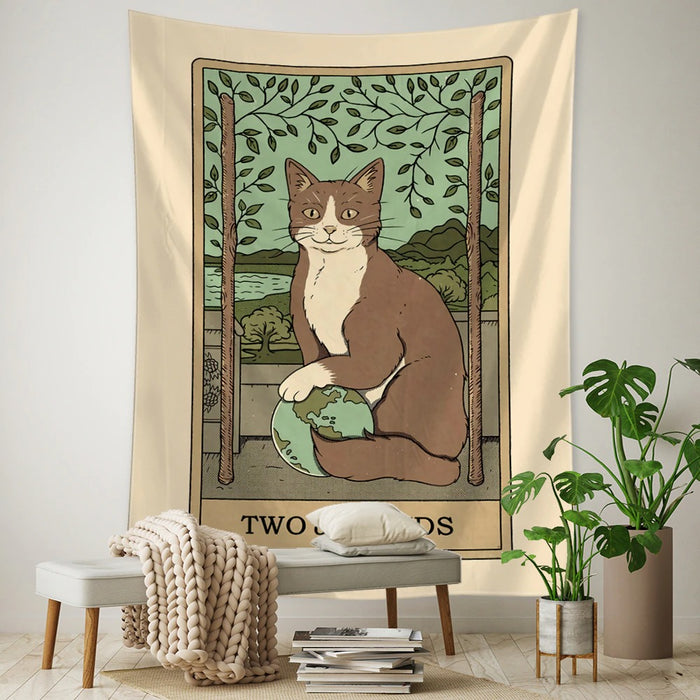 Bohemian Style Cat Tapestry Wall Hanging Tapis Cloth