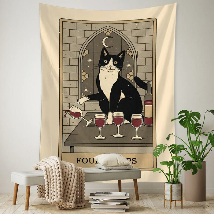 Bohemian Style Cat Tapestry Wall Hanging Tapis Cloth