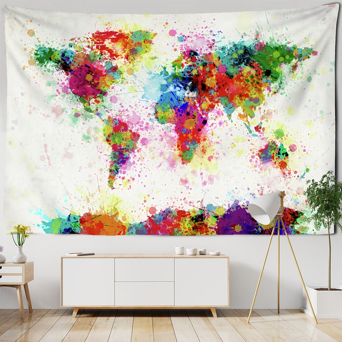 Doodle Map Tapestry Wall Hanging Tapis Cloth