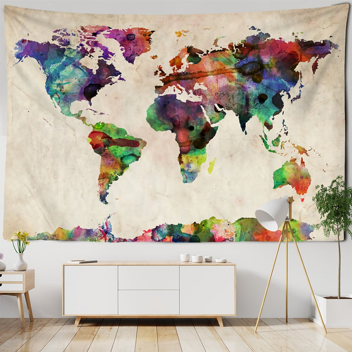 Doodle Map Tapestry Wall Hanging Tapis Cloth