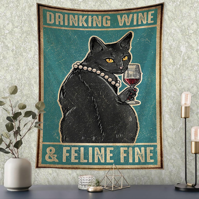 Abstract Black Cat Tapestry Wall Hanging Tapis Cloth
