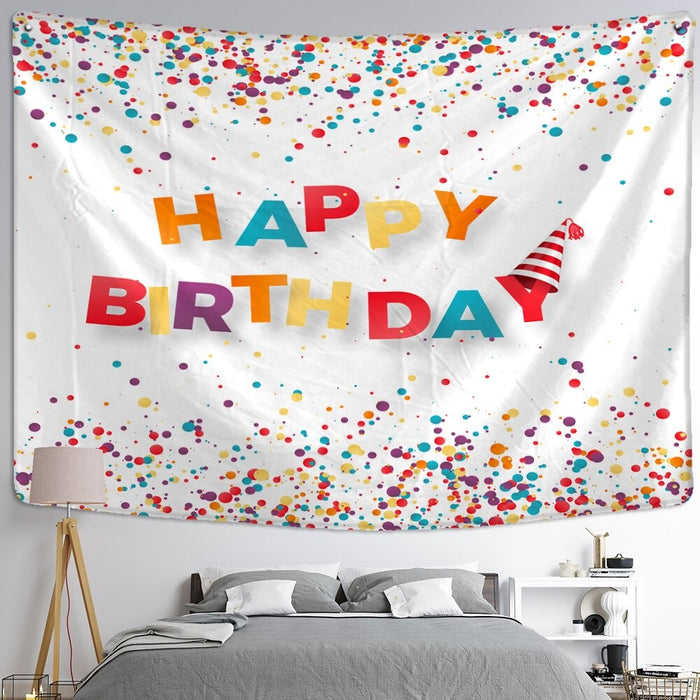 Happy Birthday Tapestry Wall Hanging Tapis Cloth