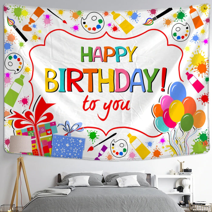 Happy Birthday Tapestry Wall Hanging Tapis Cloth