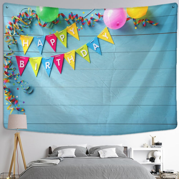 Happy Birthday Tapestry Wall Hanging Tapis Cloth
