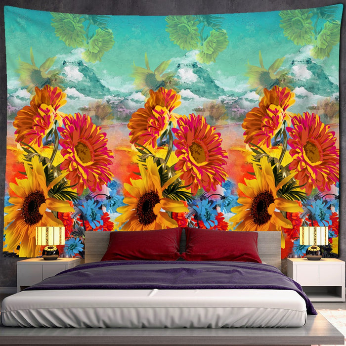 Sunflower Oil Painting Tapestry Wall Hanging Tapis Cloth