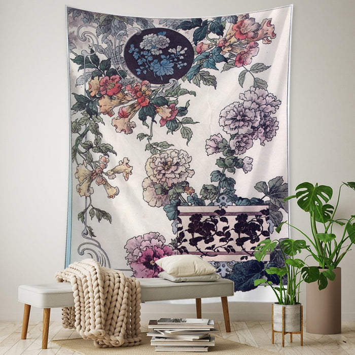 Vintage Floral Mural Tapestry Wall Hanging Tapis Cloth