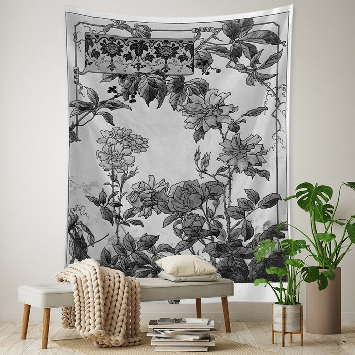 Butterfly And Flowers Mural Tapestry Wall Hanging