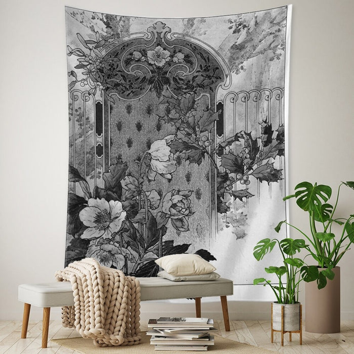 Butterfly And Flowers Mural Tapestry Wall Hanging Tapis Cloth