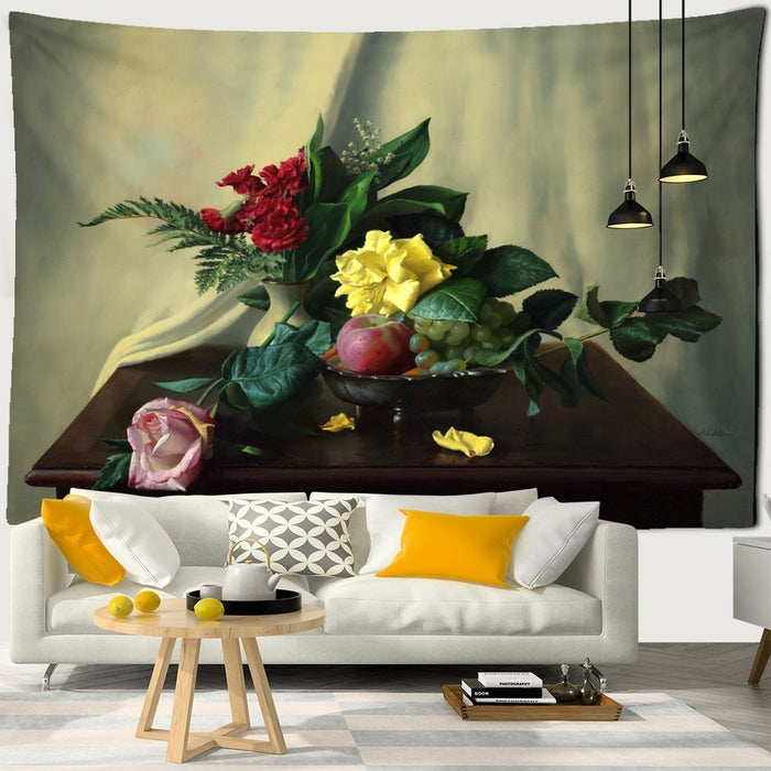 Flower Oil Painting Tapestry Wall Hanging Tapis Cloth