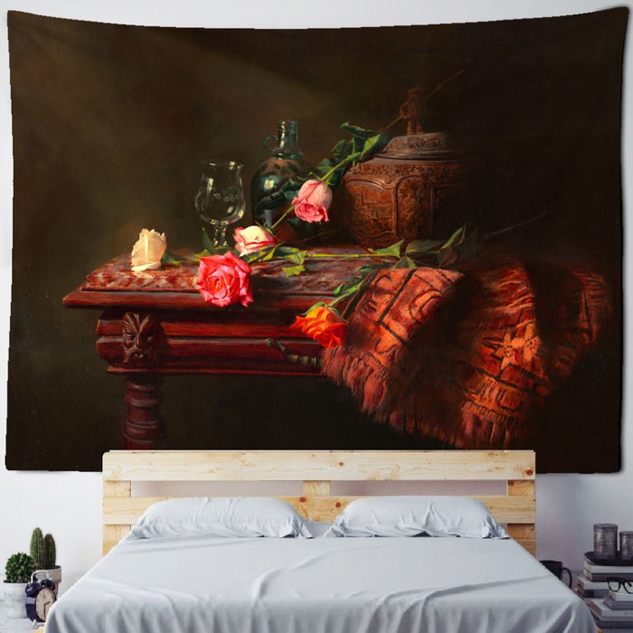 Flower And Fruit Oil Painting Tapestry Wall Hanging