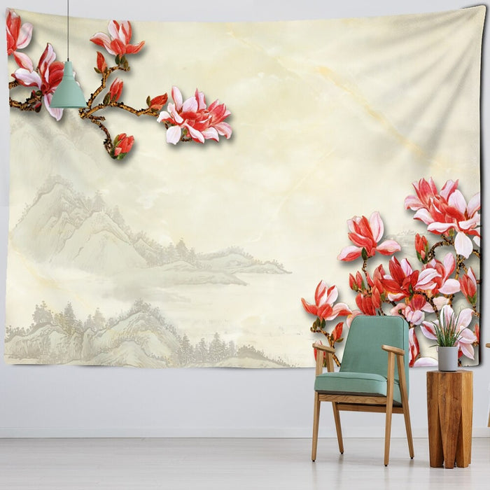 Artistic Flower Bird Tapestry Wall Hanging Tapis Cloth