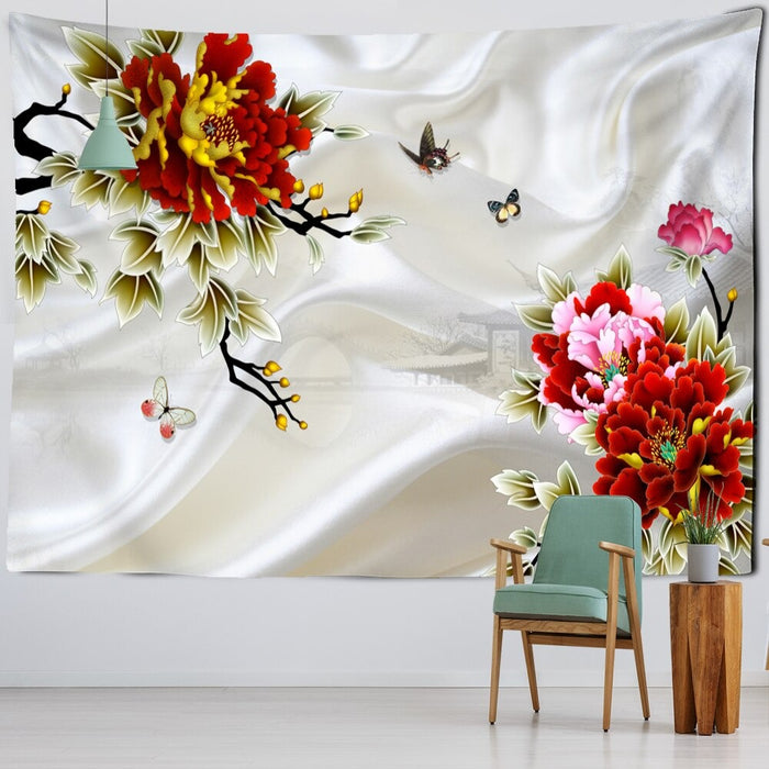 Artistic Flower Bird Tapestry Wall Hanging Tapis Cloth
