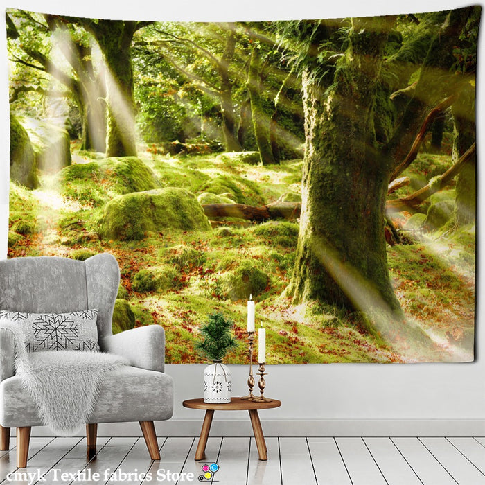 Natural Scenery Sunlight Wall Hanging Tapis Cloth