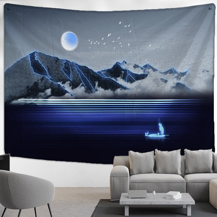 Moon Night View Tapestry Wall Hanging Tapis Cloth
