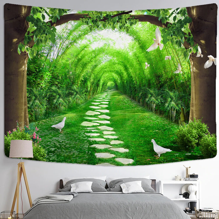 Aesthetic Bamboo Forest Tapestry Wall Hanging Tapis Cloth