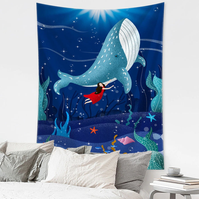 Underwater World Whale Tapestry Wall Hanging Tapis Cloth