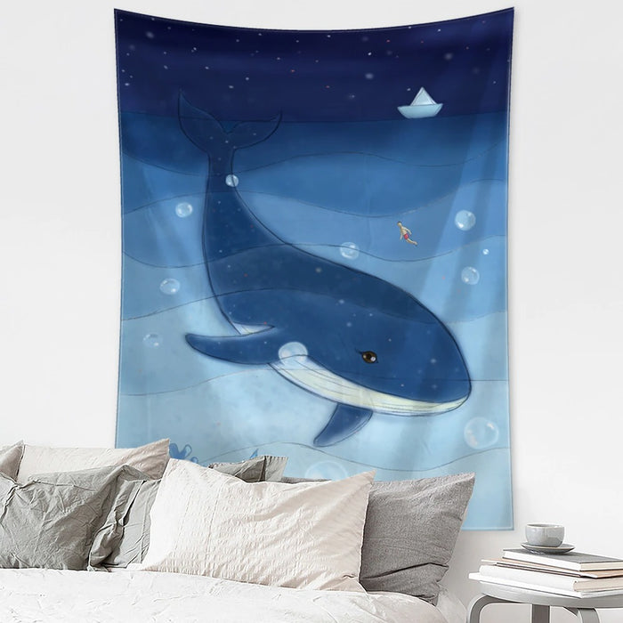 Underwater World Whale Tapestry Wall Hanging Tapis Cloth