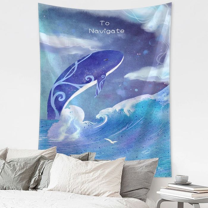 Underwater Whale Tapestry Wall Hanging Tapis Cloth