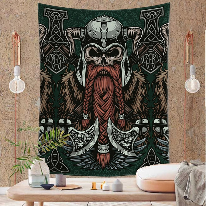 Viking Culture Skeleton Tapestry Wall Decor Tapis Cloth