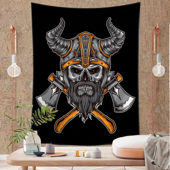 Viking Culture Skeleton Tapestry Wall Decor Tapis Cloth