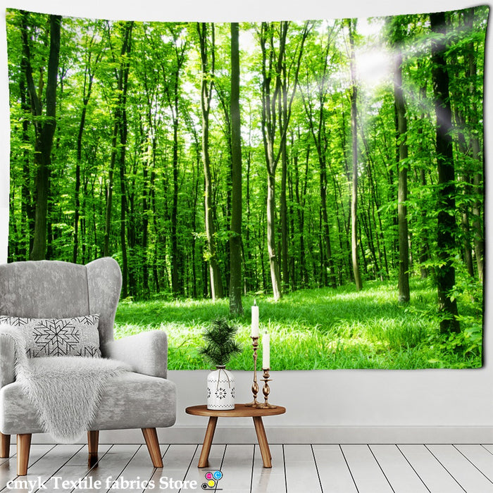 Blue Sky And Forest Tapestry Wall Hanging Tapis Cloth