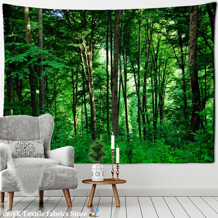 Blue Sky And Forest Tapestry Wall Hanging Tapis Cloth