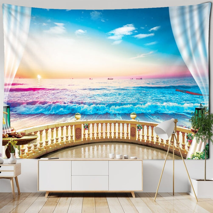 3D Window Art Tapestry Wall Hanging Tapis Cloth