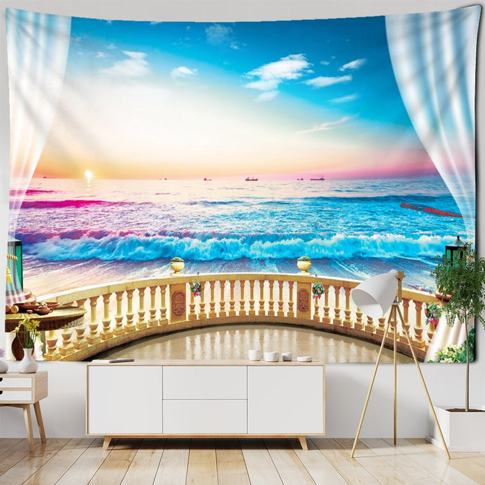Nordic Modern 3D Window Painting Tapestry Wall Hanging Tapis Cloth
