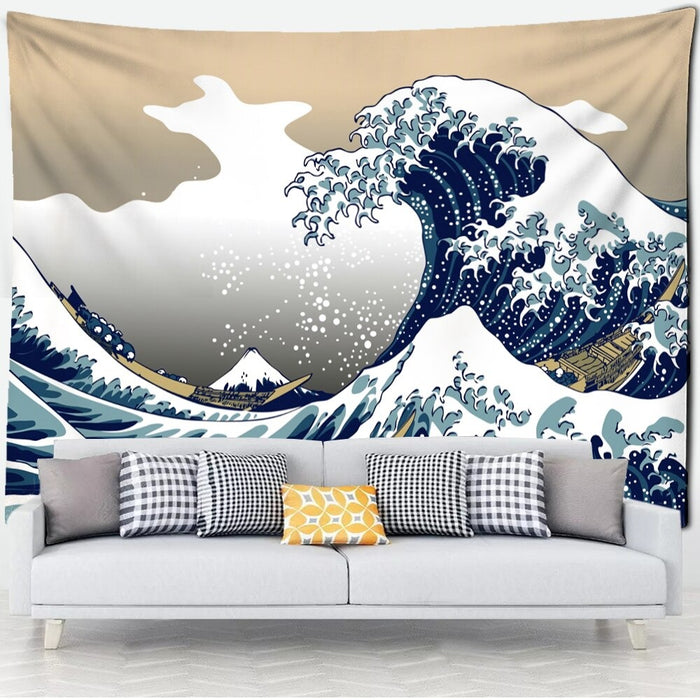 Japanese Kanagawa Tapestry Wall Hanging Tapis Cloth