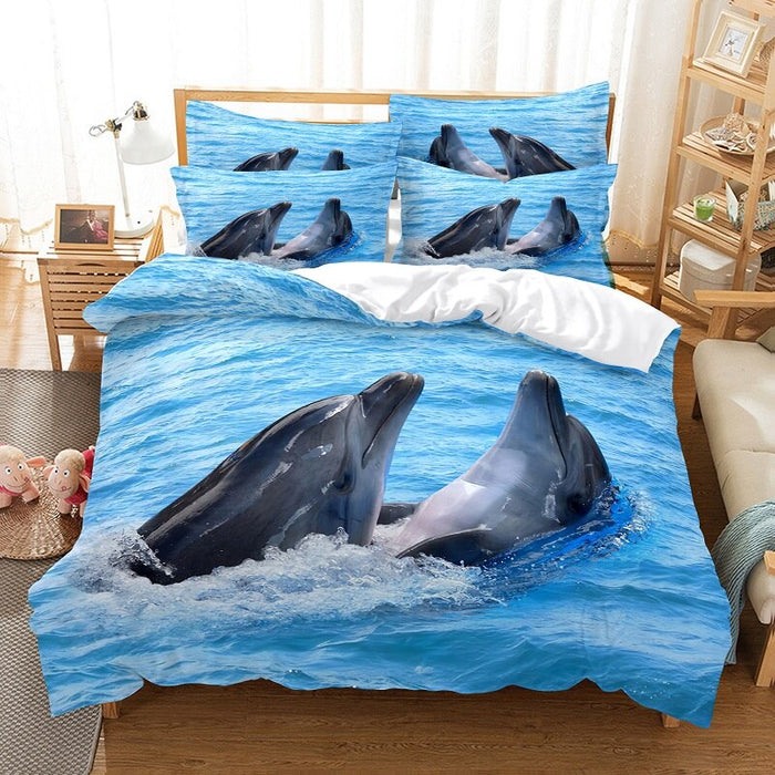 Dolphin Print Bed Flat Bedding Set