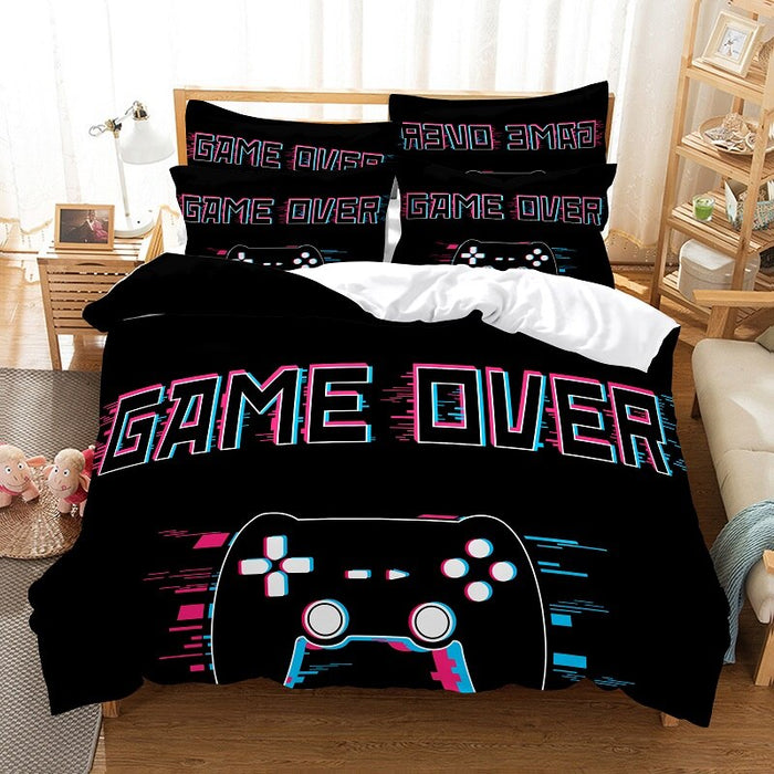 Gaming Console Print Bed Flat Bedding Set