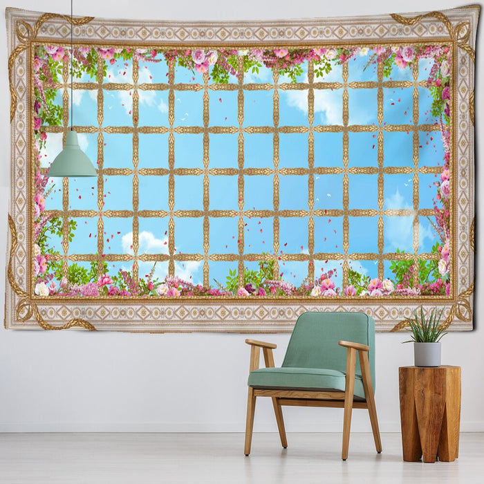 Scenery Outside Window Tapestry Wall Hanging Tapis Cloth