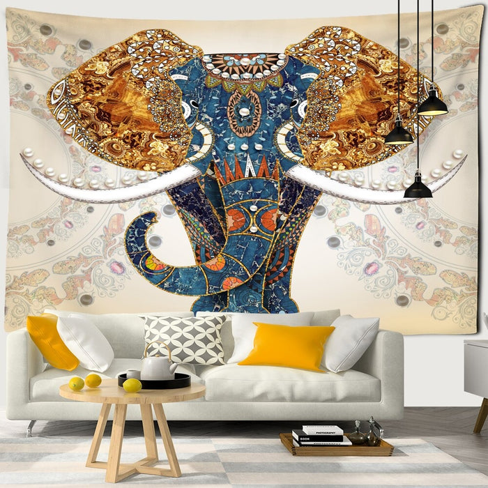 Mandala Pattern Elephant Tapestry Wall Hanging