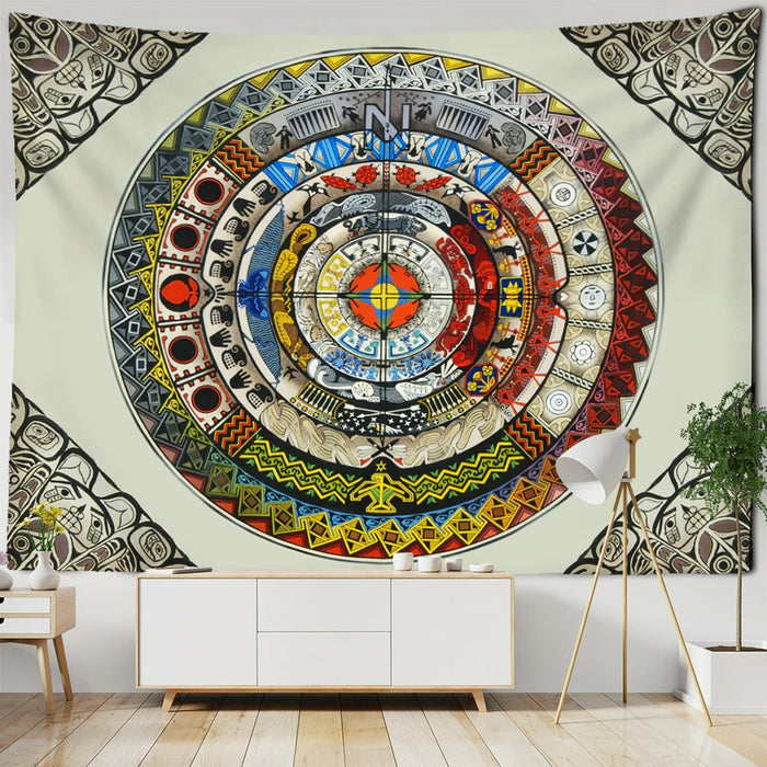 Zodiac Sign Wheel Tapestry Wall Hanging Tapis Cloth