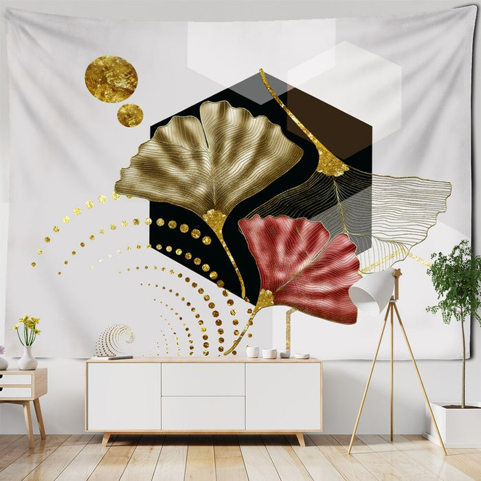 Marble Ginkgo Leaf Tapestry Wall Hanging Tapis Cloth