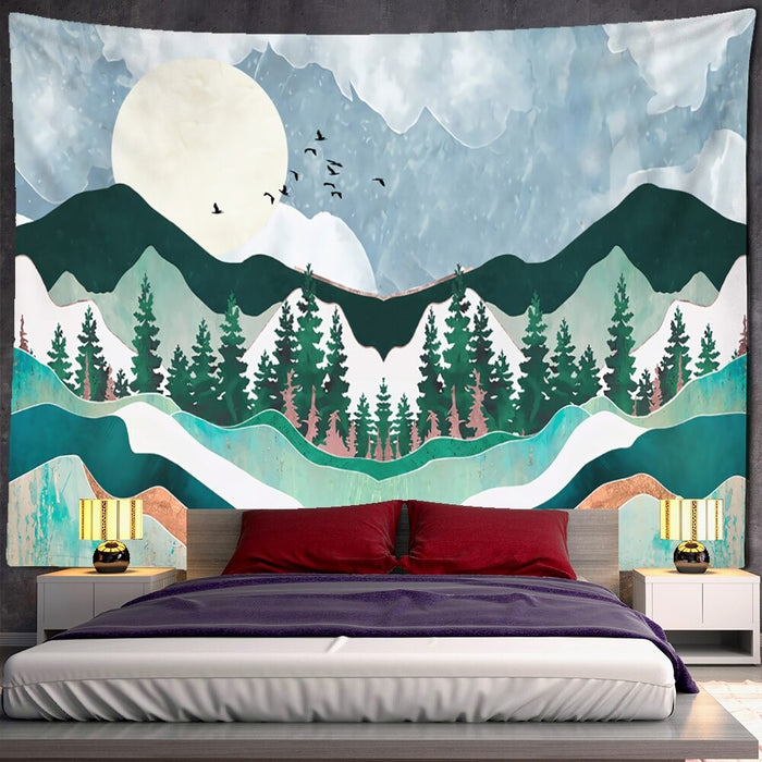 Moon Night View Tapestry Wall Hanging Tapis Cloth