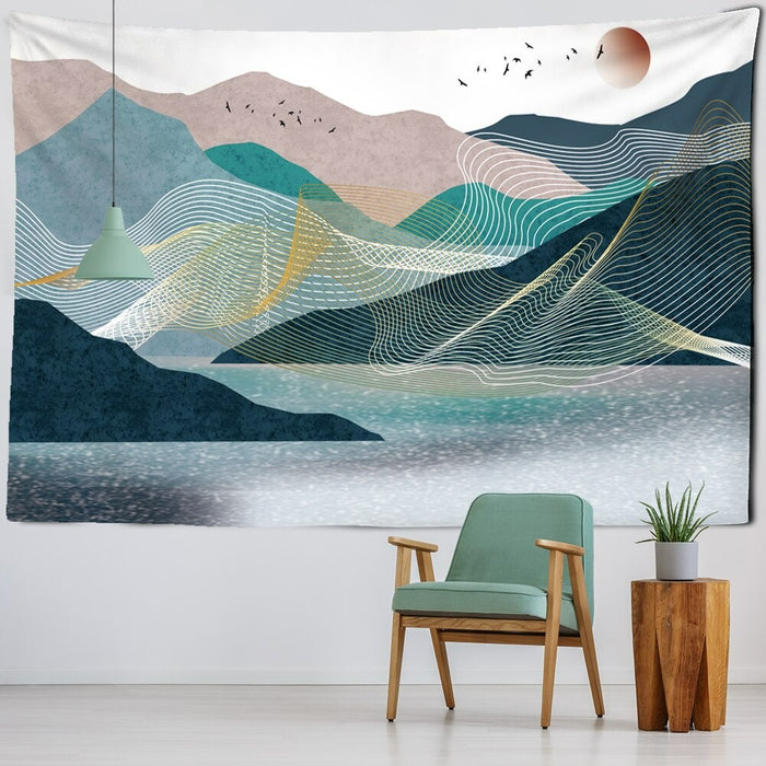 Minimalist Mountain Art Tapestry Wall Hanging Tapis Cloth