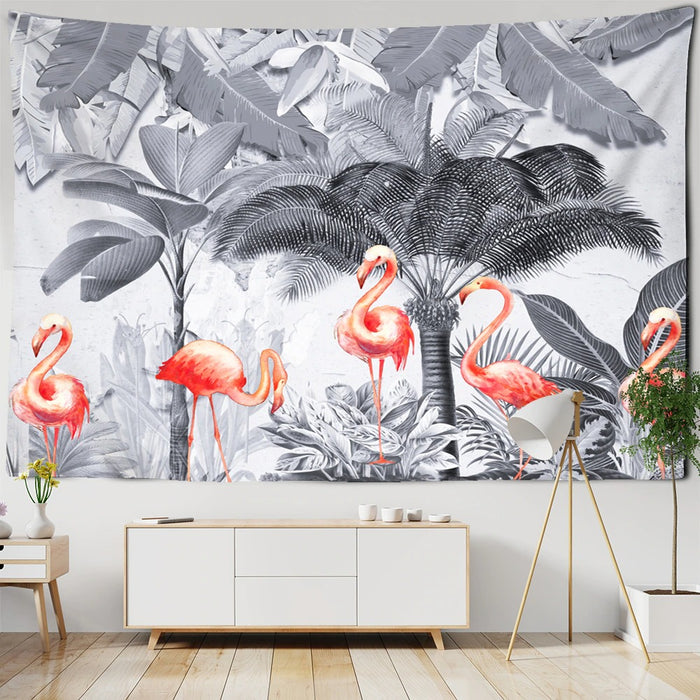 Palm Tree Landscape Flamingo Tapestry Wall Hanging Tapis Cloth