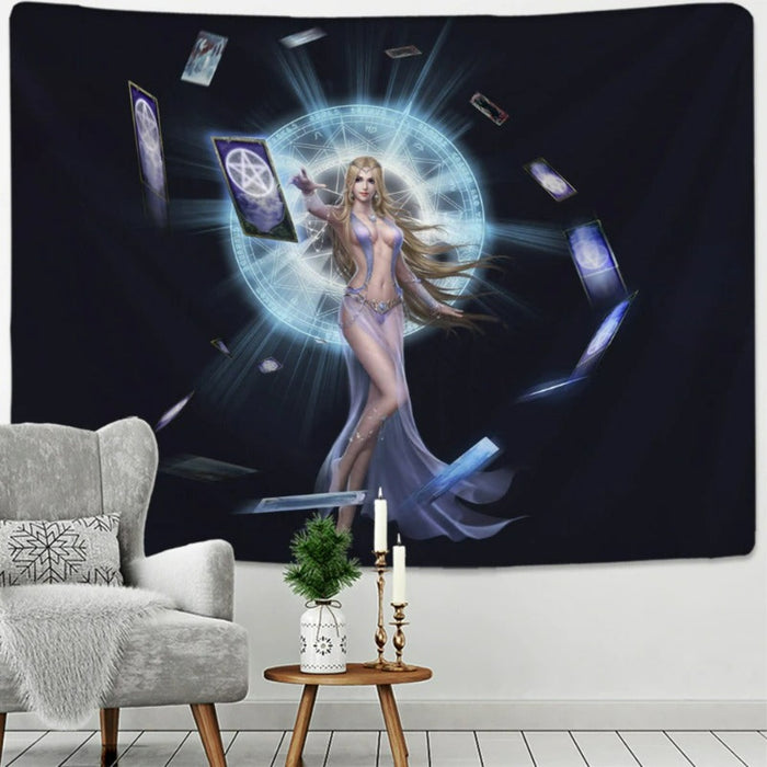 Portrait Tarot Card Tapestry Wall Hanging Tapis Cloth