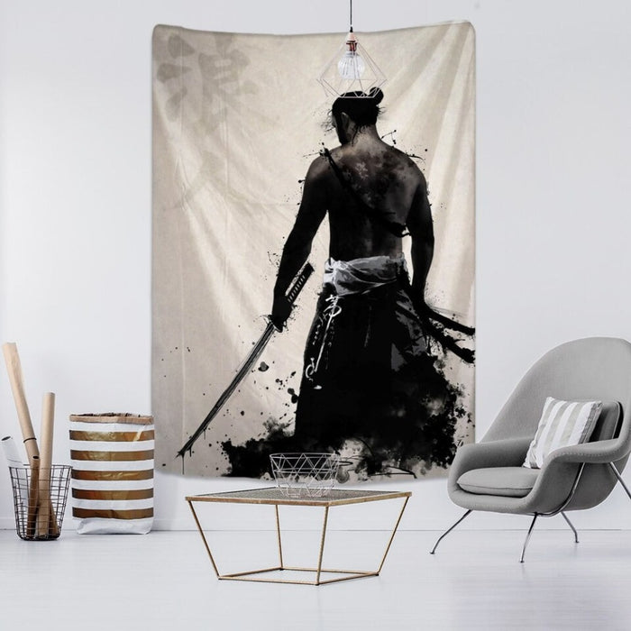 Samurai Print Tapestry Wall Hanging Tapis Cloth